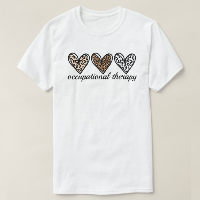 Occupational Therapy Cheetach Print Heart T Shirt (Design framsida)