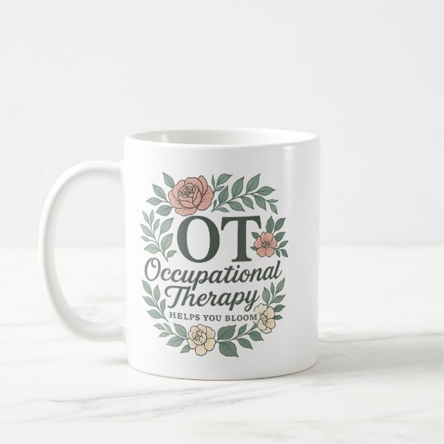 Occupational Therapy Helps You Bloom Floral Wreath Kaffemugg (Vänster)