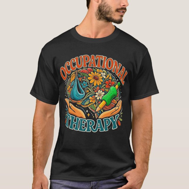 Occupational Therapy Retro Groovy OT Month  T Shirt (Framsida)