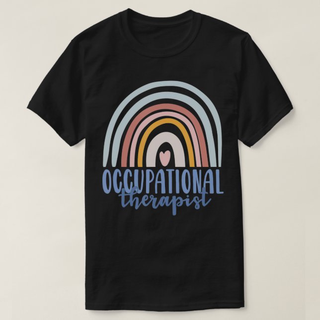 Occupational Therapy Worker OT Boho Rainbow Retro  T Shirt (Design framsida)