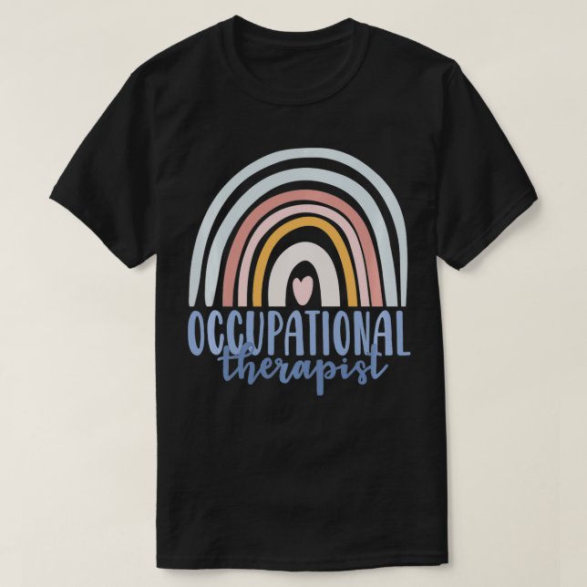 Occupational Therapy Worker OT Boho Rainbow Retro  T Shirt (Design framsida)