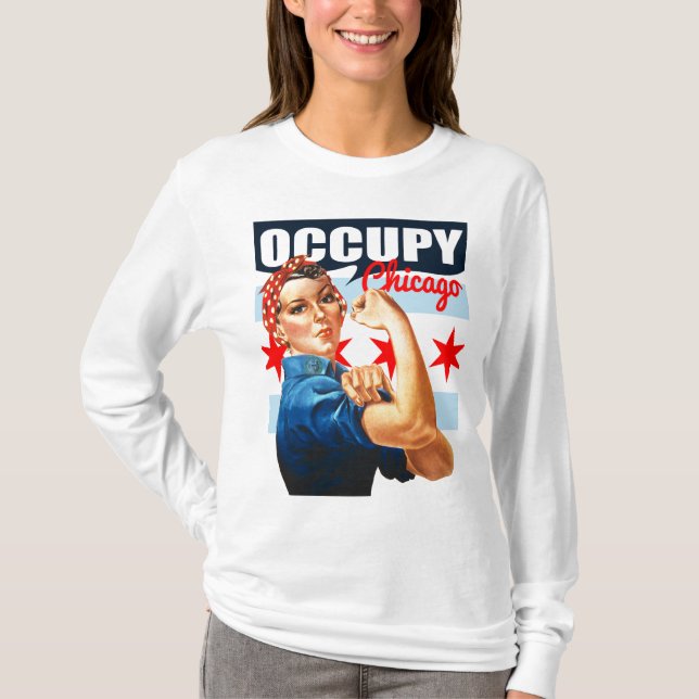 Occupy Chicago Rosie, Riveter t shirt (Framsida)