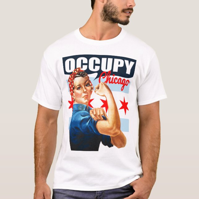 Occupy Chicago Rosie, Riveter t shirt (Framsida)