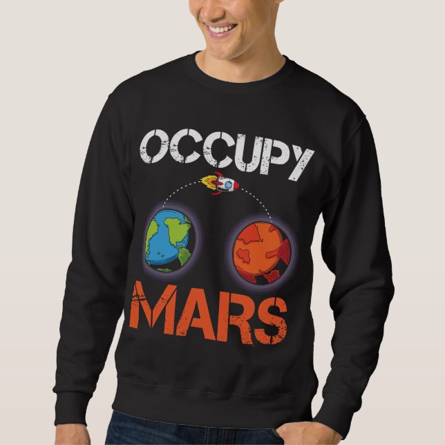 Occupy Mars Austronaut Space Frakt Science Lång Ärmad Tröja (Framsida)