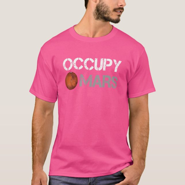 Occupy Mars Science Space Astronaut Explorer Vint T Shirt (Framsida)