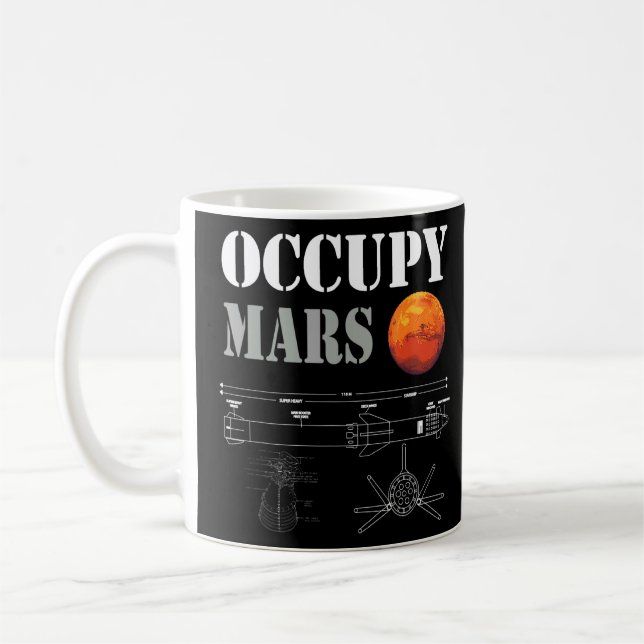 Occupy Mars Starship Rocket Kaffemugg (Vänster)