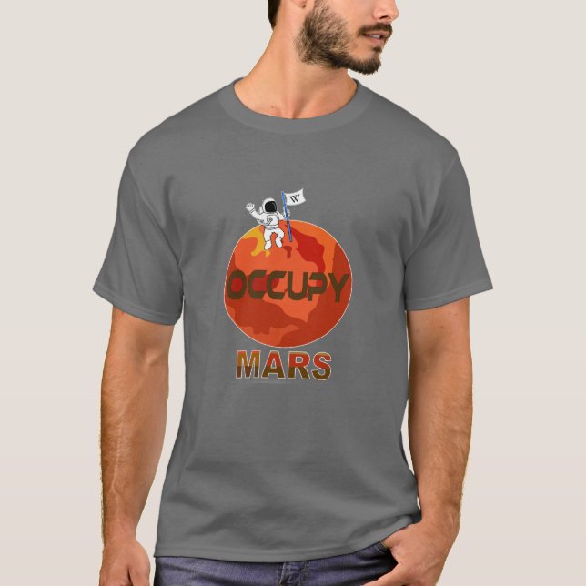 Occupy Mars Tecknad - rymdex - rymdplanet T-Shirt (Framsida)