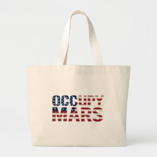 Occupy Mars Tote Bag - Patriotic Space Exploration Jumbo Tygkasse