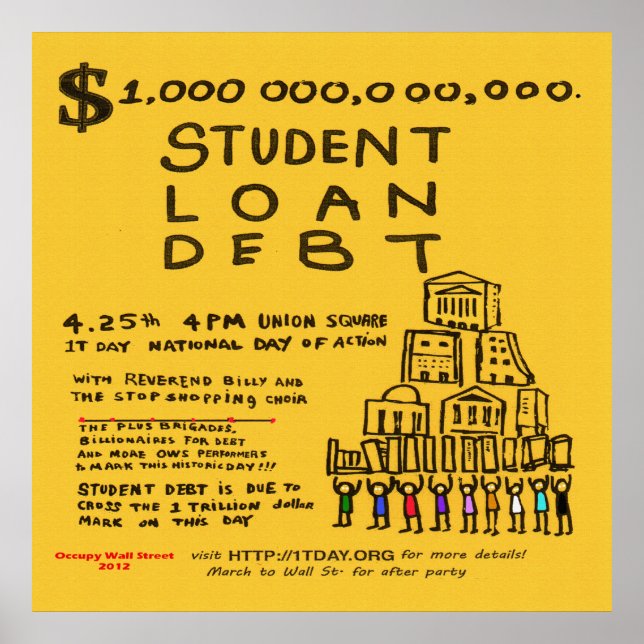 Occupy Wall St Student Loan Flyer Poster april 201 (Framsidan)