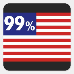 Occupy wall street 99% amerikanska flaggan - fyrkantigt klistermärke