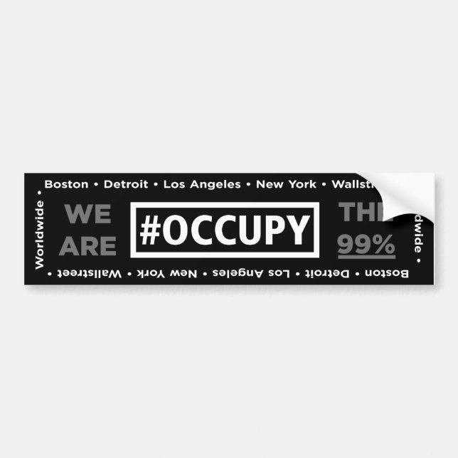 Occupy wall street och världsomspännande bildekal (Framsidan)