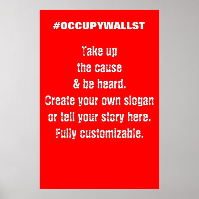 Occupy wall street protestsignal för anpassningsba poster (Framsidan)