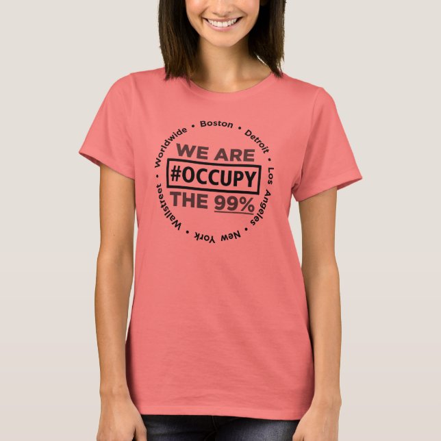 Occupy Wallstreet/Worldwide Dam Ringer T-shirt (Framsida)