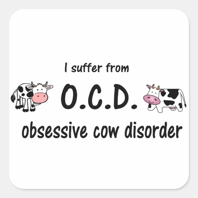 OCD Cow Fyrkantigt Klistermärke (Framsida)