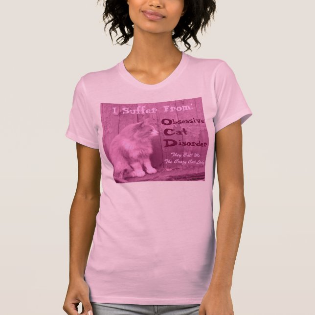 OCD: Dålig kattsjukdom - Rosa Tee Shirt (Framsida)