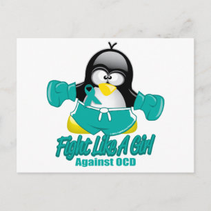 OCD Fighting Penguin Vykort