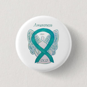 OCD-medvetenhet Ribbon Teal Guardian Angel Art Sti Knapp