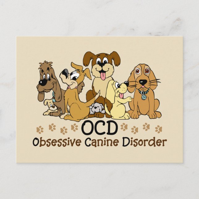 OCD Obsessiv Hund Disorder Hund älskare Vykort (Framsida)