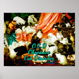 OCD Obsessiv kattåkomma målning av Carl Kahle Poster