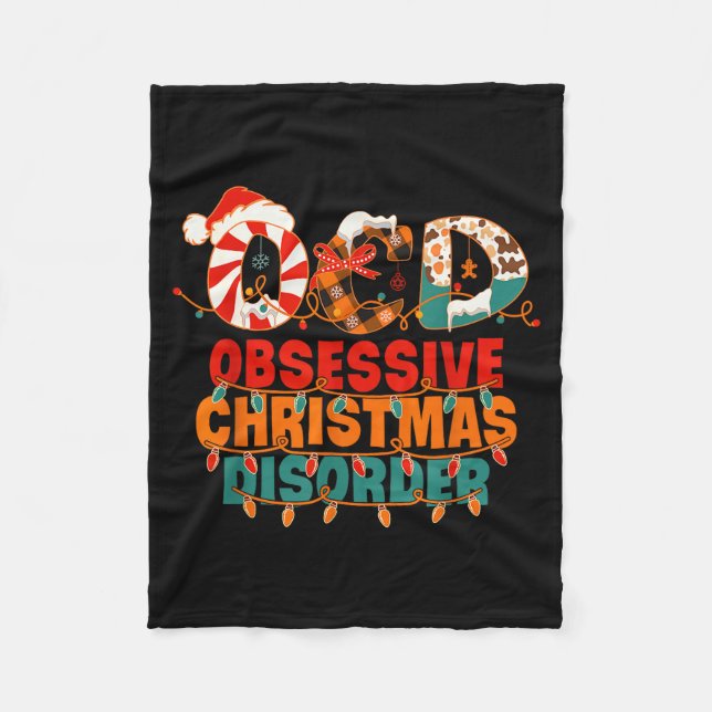 Ocd Obsessive Christmas Disorder Funny Christmas  Fleecefilt (Framsidan)