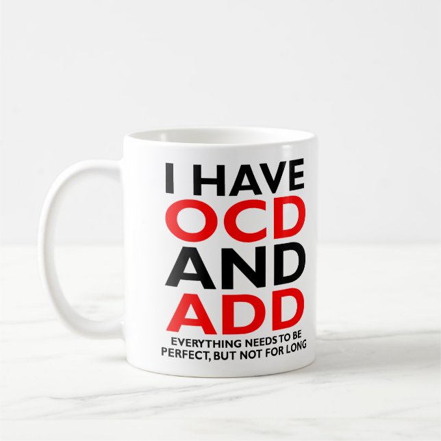 OCD och ADD Funny Mug Kaffemugg (Vänster)