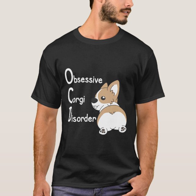 Ocd Söt Corgi Hund T-Shirt Av Corgi (Framsida)