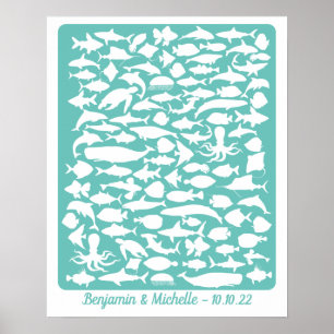 Ocean - 100 Namnteckning Guest Bok Alternative Poster