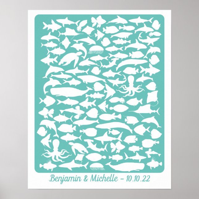 Ocean - 100 Namnteckning Guest Bok Alternative Poster (Framsidan)