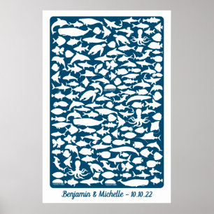 Ocean - 150 Namnteckning Guest Bok Alternative Poster