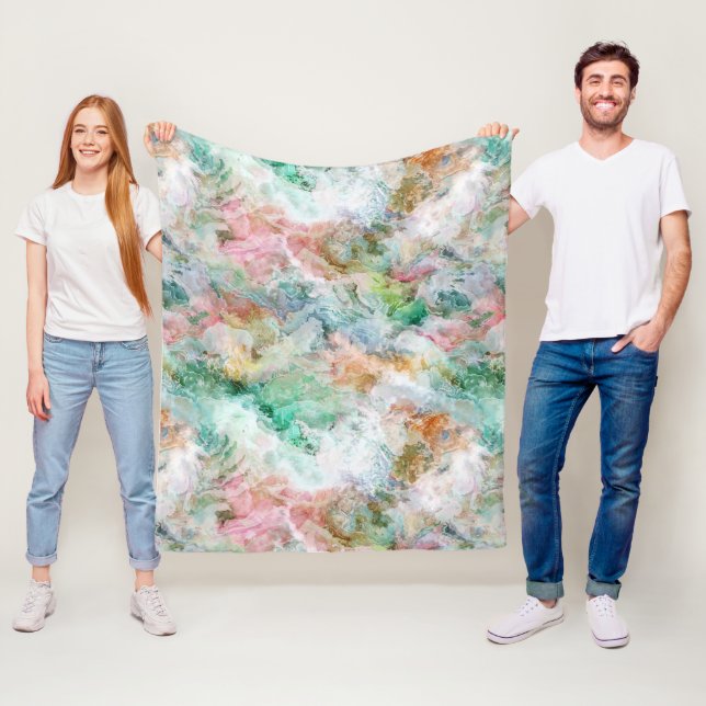 Ocean Abstract Watercolor Grunge Pattern  Fleecefilt (På plats)