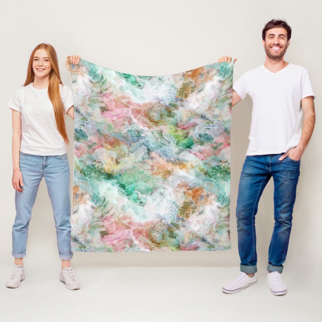 Ocean Abstrakt Vattenfärg Grunge Mönster  Fleecefilt (På plats)