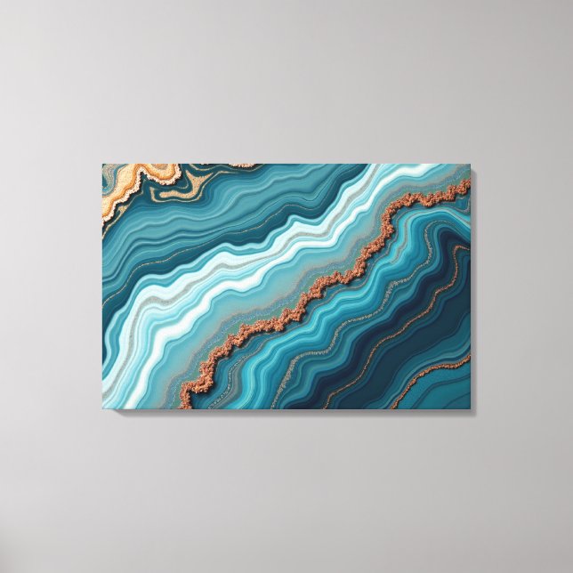 Ocean Agate – Abstrakt Fluid Konst Canvastryck (Framsida)