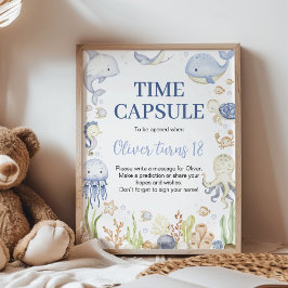 Ocean Animal Boy Birthday Time Capsule-tecken Poster