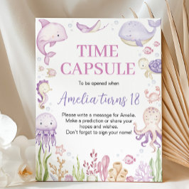 Ocean Animal Girl Birthday Time Capsule-tecken Poster