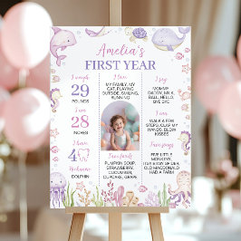 Ocean Animal Girl under Sea Birthday Milestone Poster