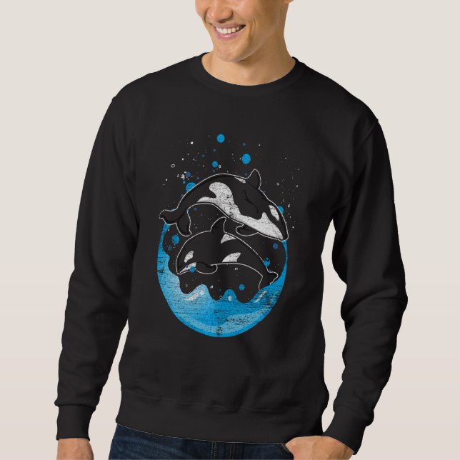 Ocean Animal Killer Whale Orca Swea Lång Ärmad Tröja (Framsida)