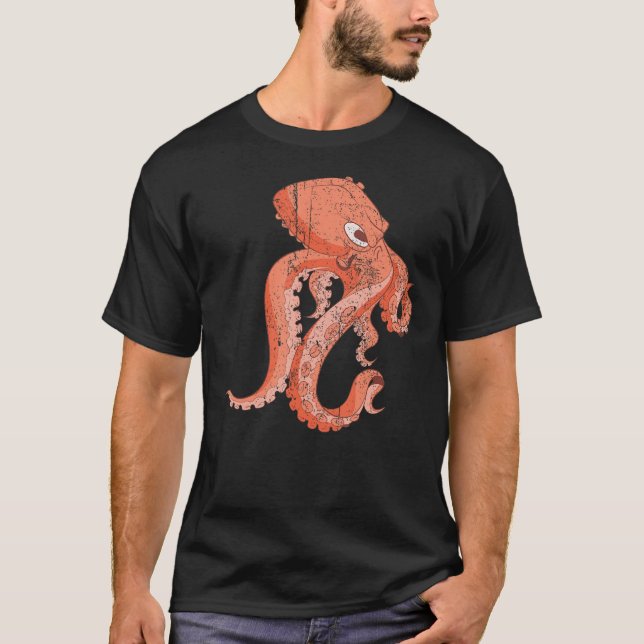 Ocean Animal Sea Monster Octopus T Shirt (Framsida)