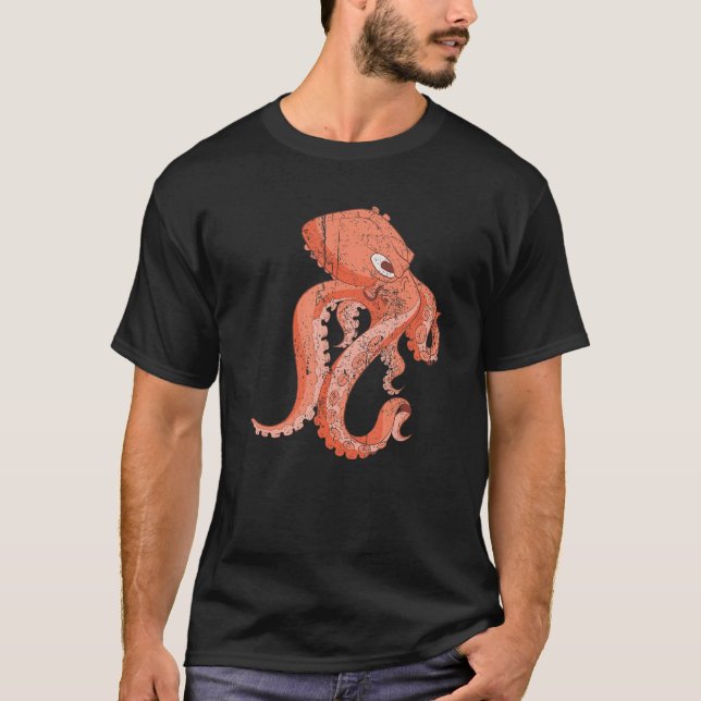 Ocean Animal Sea Monster Octopus T Shirt (Framsida)