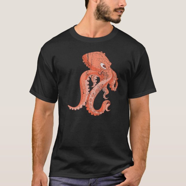 Ocean Animal Sea Monster Octopus T Shirt (Framsida)