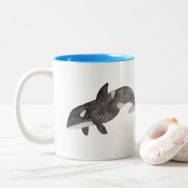 Ocean Animal Watercolor Killer Whale Orca Två-Tonad Mugg