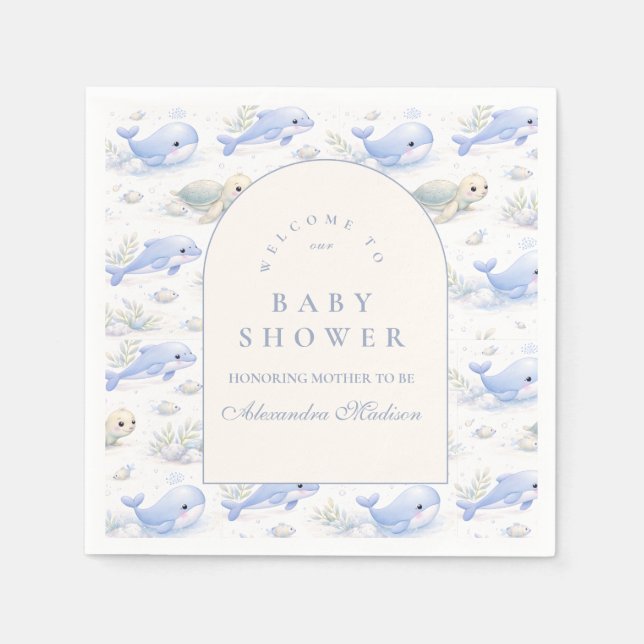 Ocean Animals Arch Elegant Baby Shower Pappersservett (Framsidan)