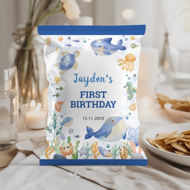 Ocean Animals Boy Birthday Chip Bag Wrapper Reklamblad (Skapare uppladdad)