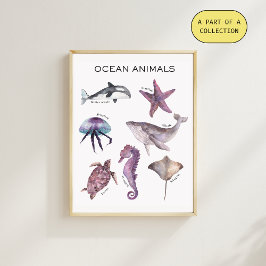 Ocean Animals Educational Poster Perfect Poster