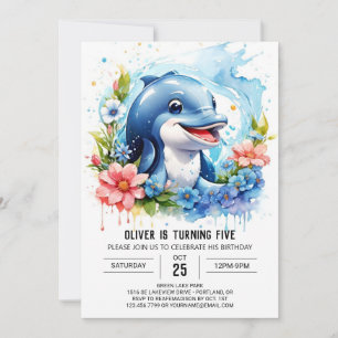 Ocean Animals Fantasy Dolphin Birthday Inbjudningar