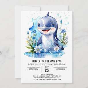 Ocean Animals Fantasy Dolphin Birthday Inbjudningar