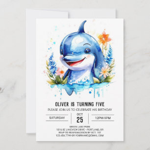 Ocean Animals Fantasy Dolphin Birthday Inbjudningar