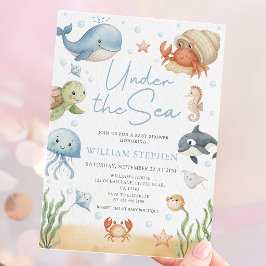 Ocean Animals Under The Sea Baby Shower Inbjudningar