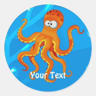 Ocean Aquatic Cute Octopus Anpassningsbar Sticker Runt Klistermärke