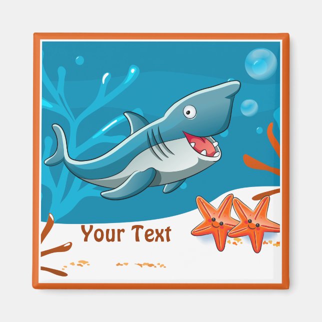 Ocean Aquatic Cute Shark Anpassningsbar Magnet (Framsidan)