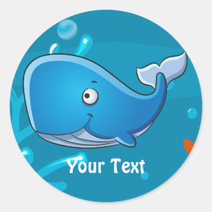Ocean Aquatic Cute Whale Anpassningsbar Sticker Runt Klistermärke